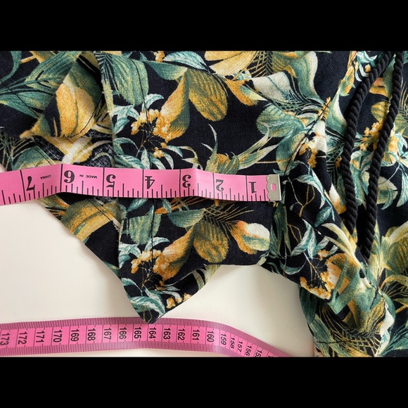 a.n.a Tropical Black Lenin Rayon Blend Elastic Waist Draw String Shorts Sz XXLT - Picture 10 of 11